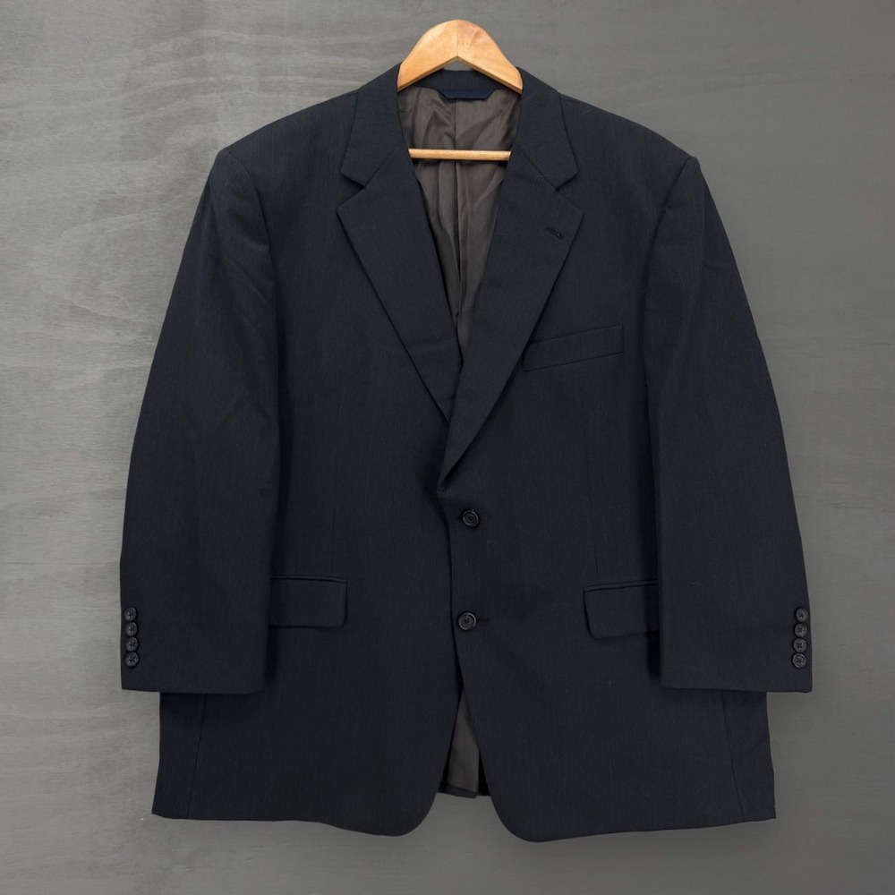Burberry London Blazer Navy Blue Pinstripe Wool Kensington Sport Coat 46 SHT